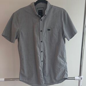 RVCA Men's Casual Gray Button Down short sleeve Shirt